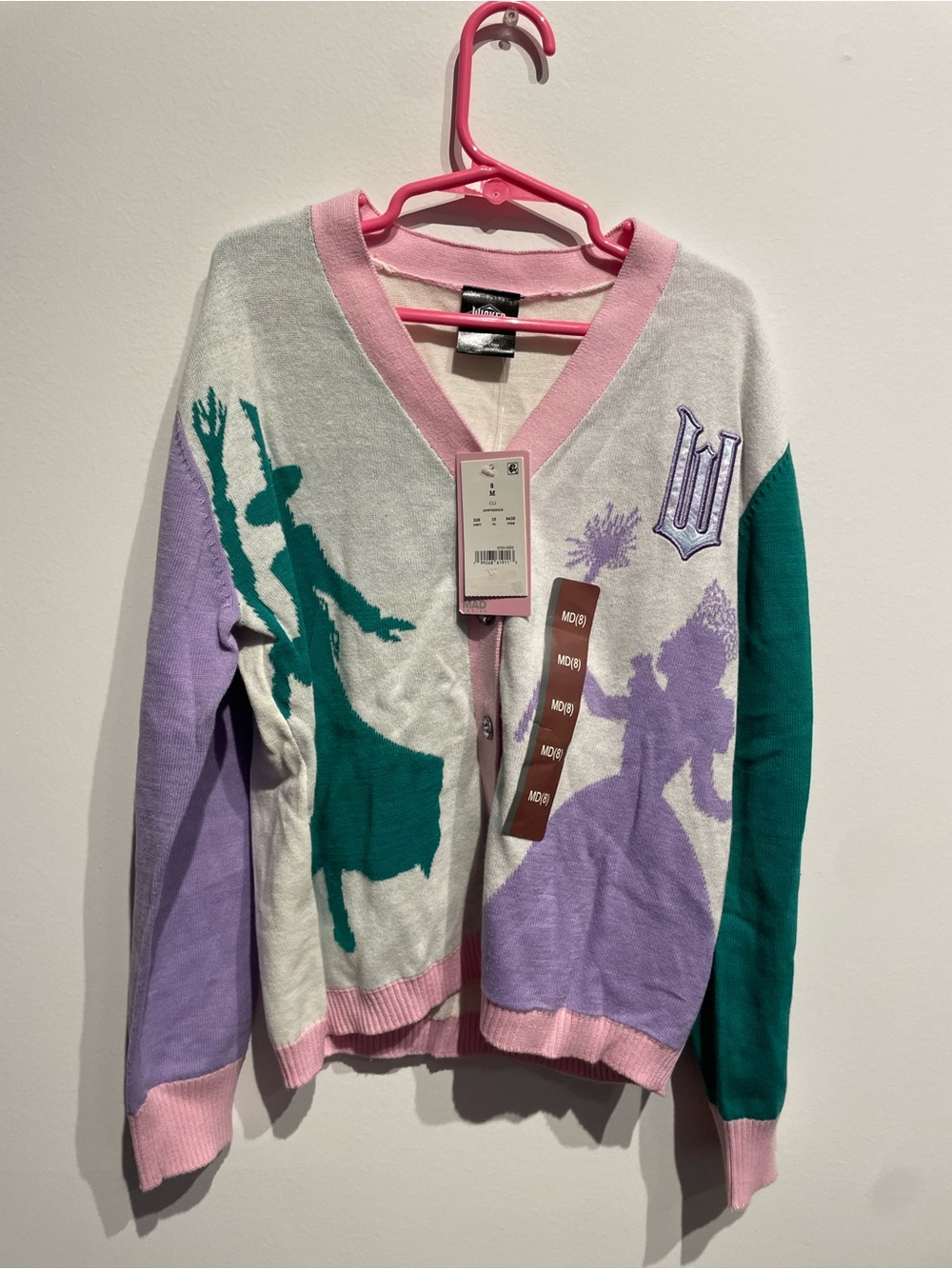 Wicked Elphaba & Glinda Girls Button-up Cardigan (8) Medium NWT